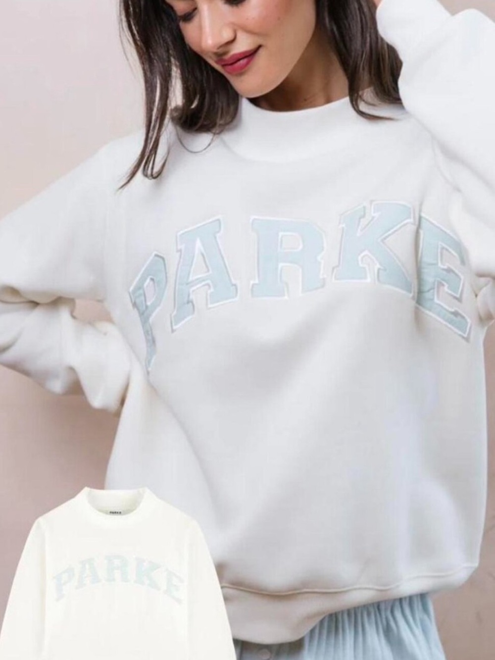 Parke Bridal 2026 Ivory/Pale Blue Varsity Mockneck L/XL NEW IN BAG